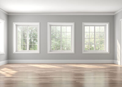 Classical empty room interior 3d render,The rooms have wooden fl